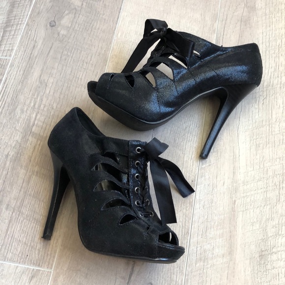 Charlotte Russe black lace up heels size 8 - Picture 6 of 6